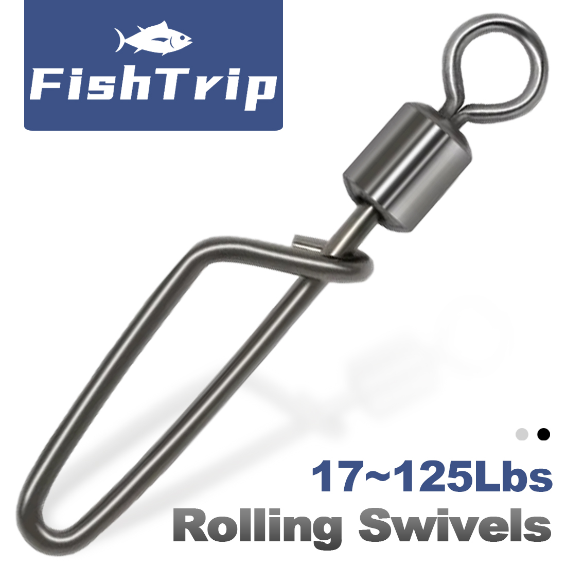 Fishing Rod Building Kit - FishTrip 50Pcs Rolling Swivel Coastlock Snap