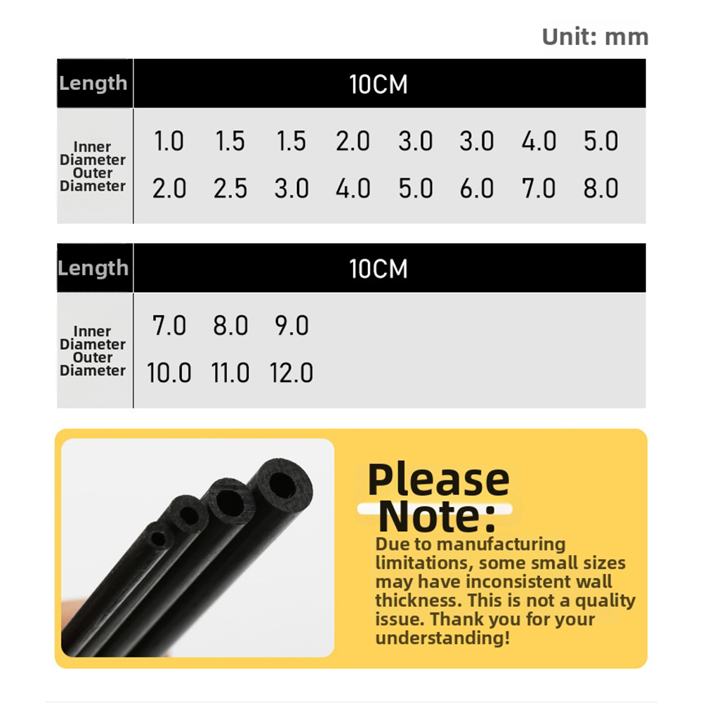 10cm Black Hollow Carbon Fiber - огляд і ціна Fishing Rod Carbon Fiber